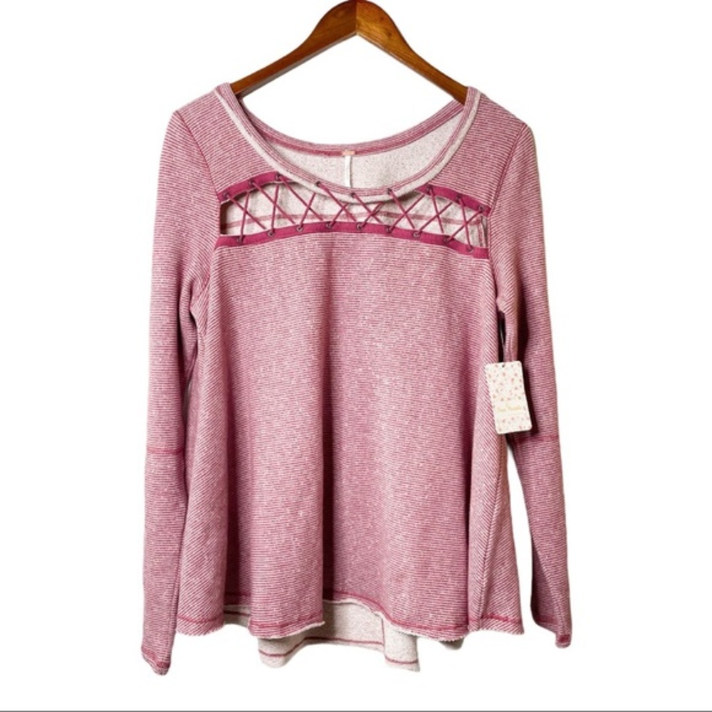 NWT Free People Lacey Love Sweater in Berry